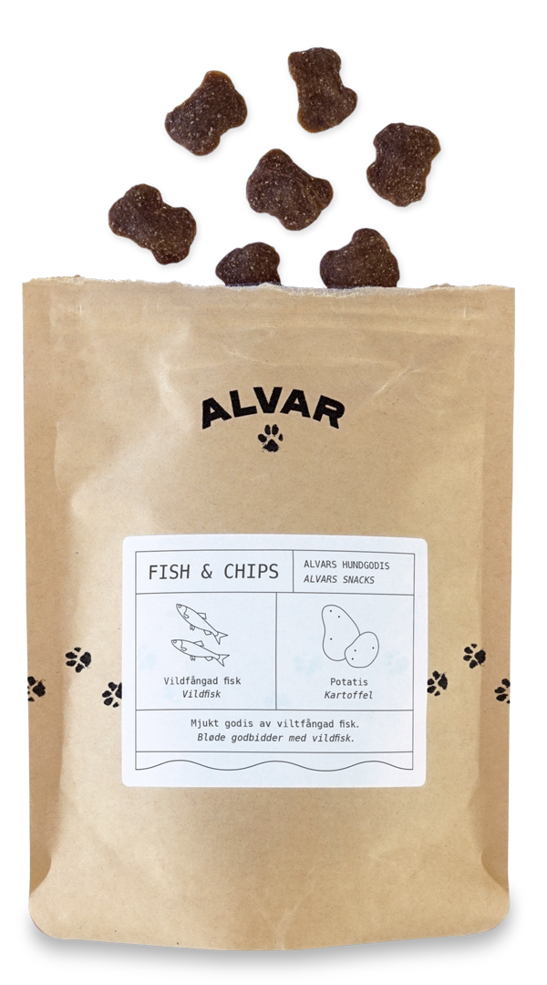 Alvars Hundgodis Fish & Chips | Mjukt hundgodis av fisk